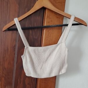 Zara White Fitted Crop Tank Top